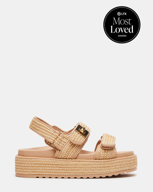 BIGMONA Natural Raffia Leather Women's Platform Sandal Steve Madden NATURAL RAFFIA