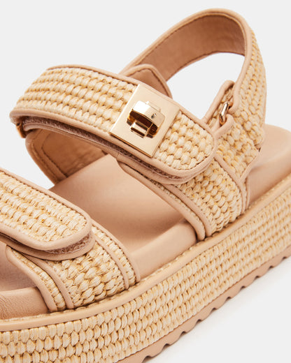 BIGMONA Natural Raffia Leather Women's Platform Sandal Steve Madden NATURAL RAFFIA