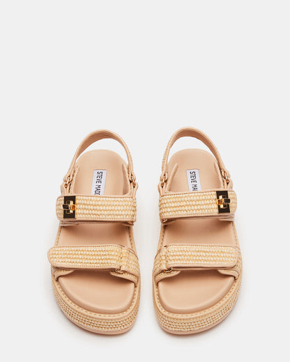 BIGMONA Natural Raffia Leather Women's Platform Sandal Steve Madden NATURAL RAFFIA