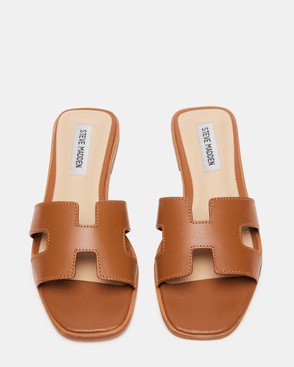 HADYN Cognac Leather Sandal | Women's Designer Sandals Steve Madden COGNAC LEATHER