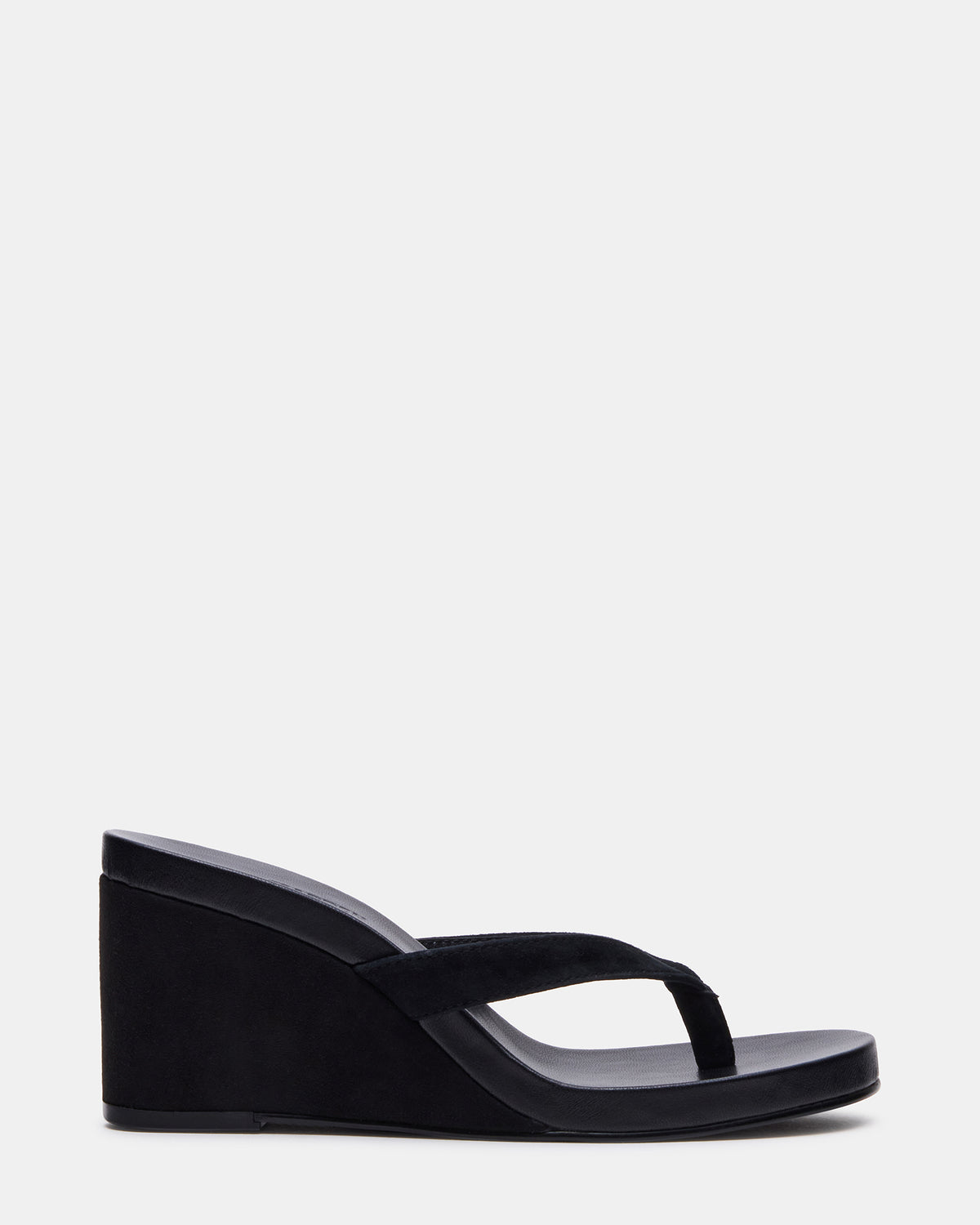 PLAYING Black Suede Thong Wedge Women's Sandal Steve Madden BLACK SUEDE