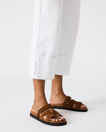 MAYVEN Camel Suede Flatform Slide Women's Sandal Steve Madden CAMEL SUEDE