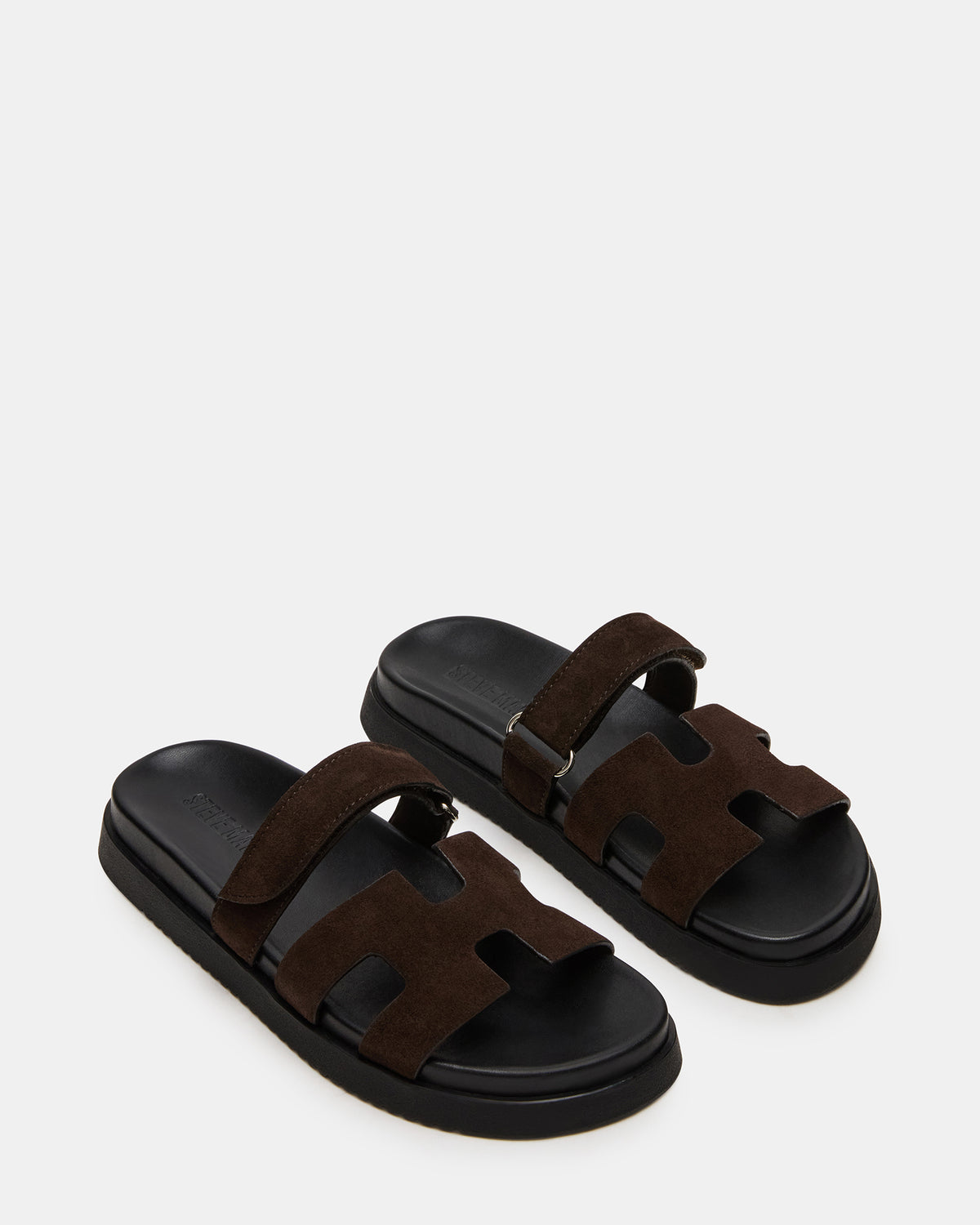 MAYVEN Chocolate Brown Suede Flatform Slide Women's Sandal Steve Madden CHOCOLATE BROWN SUEDE