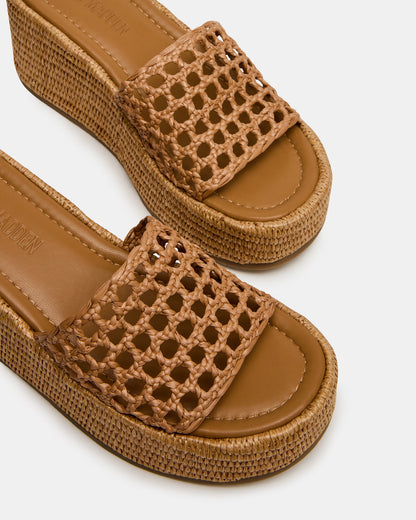 BRANDY Raffia Woven Mule Platform Slide Women's Sandal Steve Madden RAFFIA