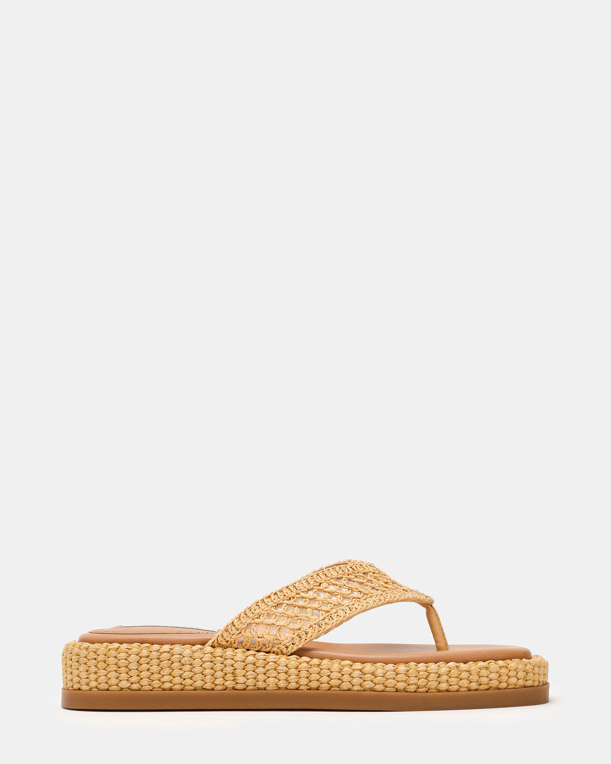BELLA Natural Raffia Thong Square-Toe Platform Women's Sandal Steve Madden NATURAL RAFFIA