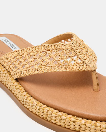 BELLA Natural Raffia Thong Square-Toe Platform Women's Sandal Steve Madden NATURAL RAFFIA