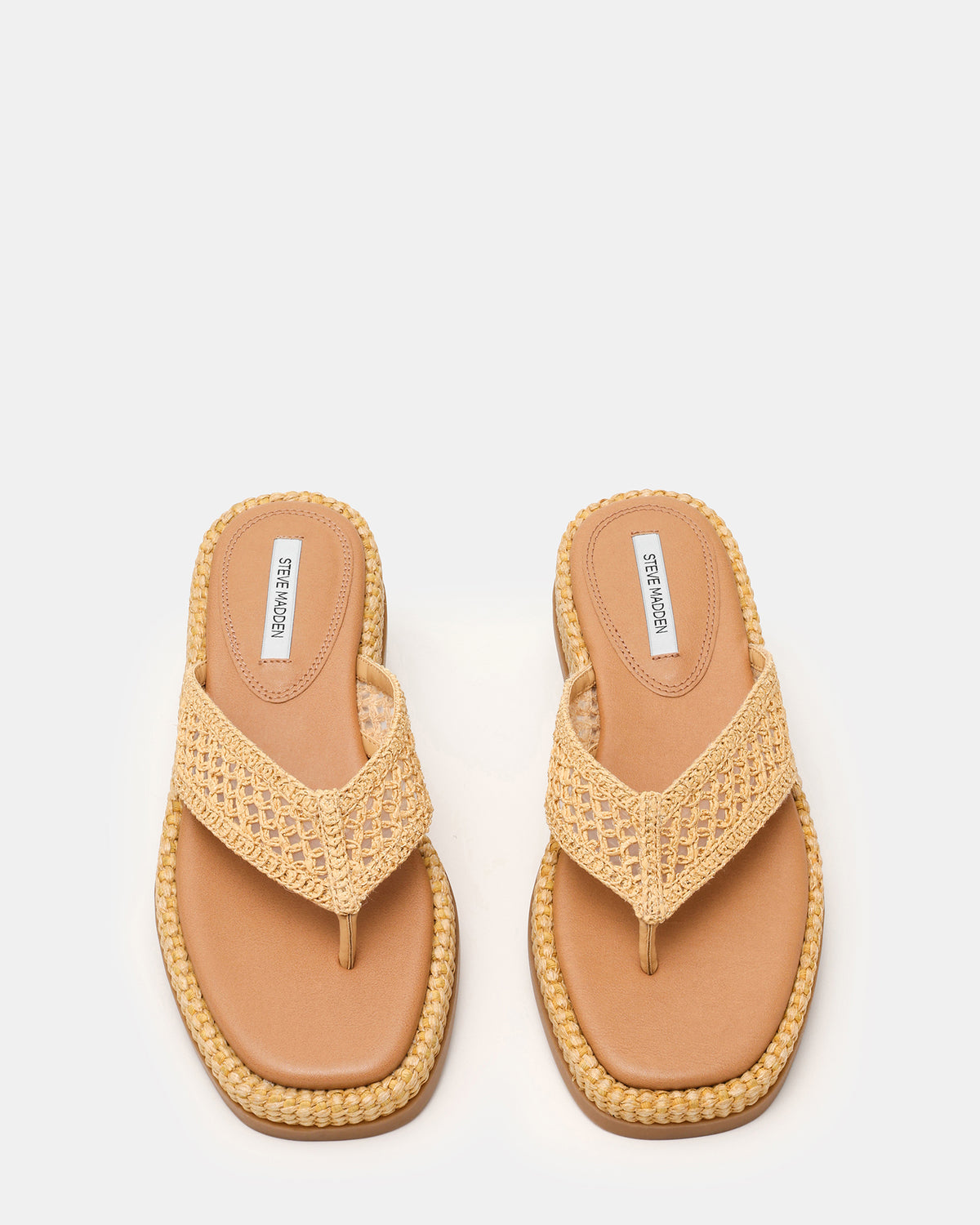 BELLA Natural Raffia Thong Square-Toe Platform Women's Sandal Steve Madden NATURAL RAFFIA