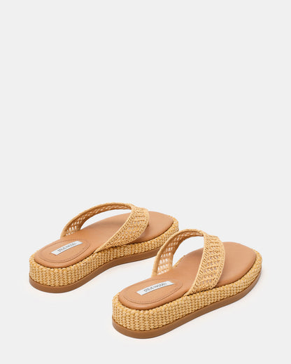 BELLA Natural Raffia Thong Square-Toe Platform Women's Sandal Steve Madden NATURAL RAFFIA