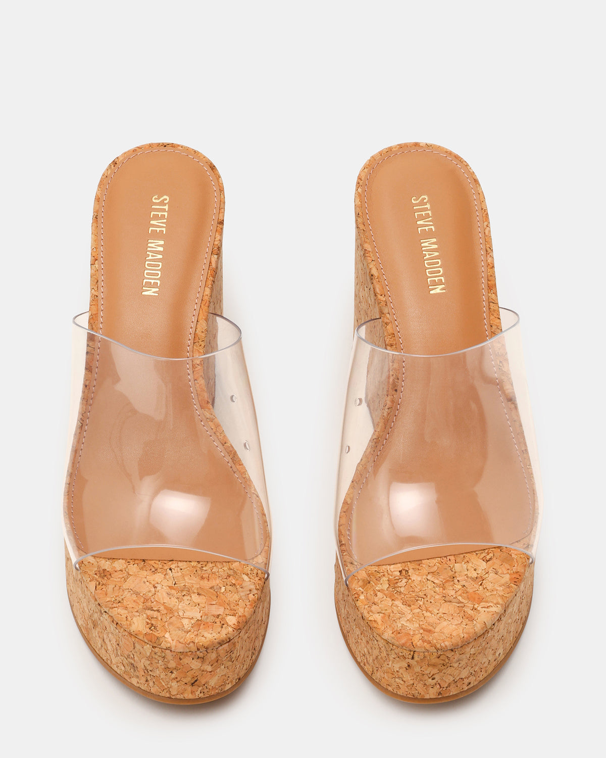 CASSI Cork Clear Platform Raffia Wedge Women's Sandal Steve Madden CLEAR