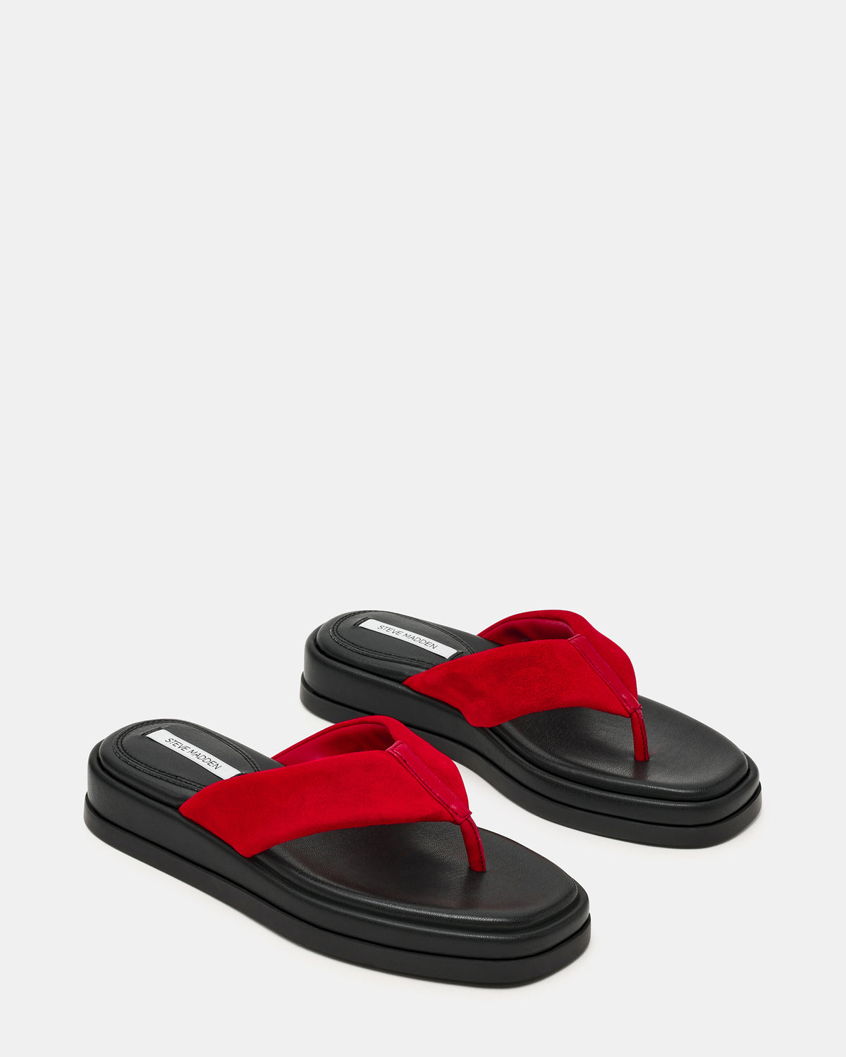 BELLA Red Suede Thong Square-Toe Platform Women's Sandal Steve Madden RED SUEDE