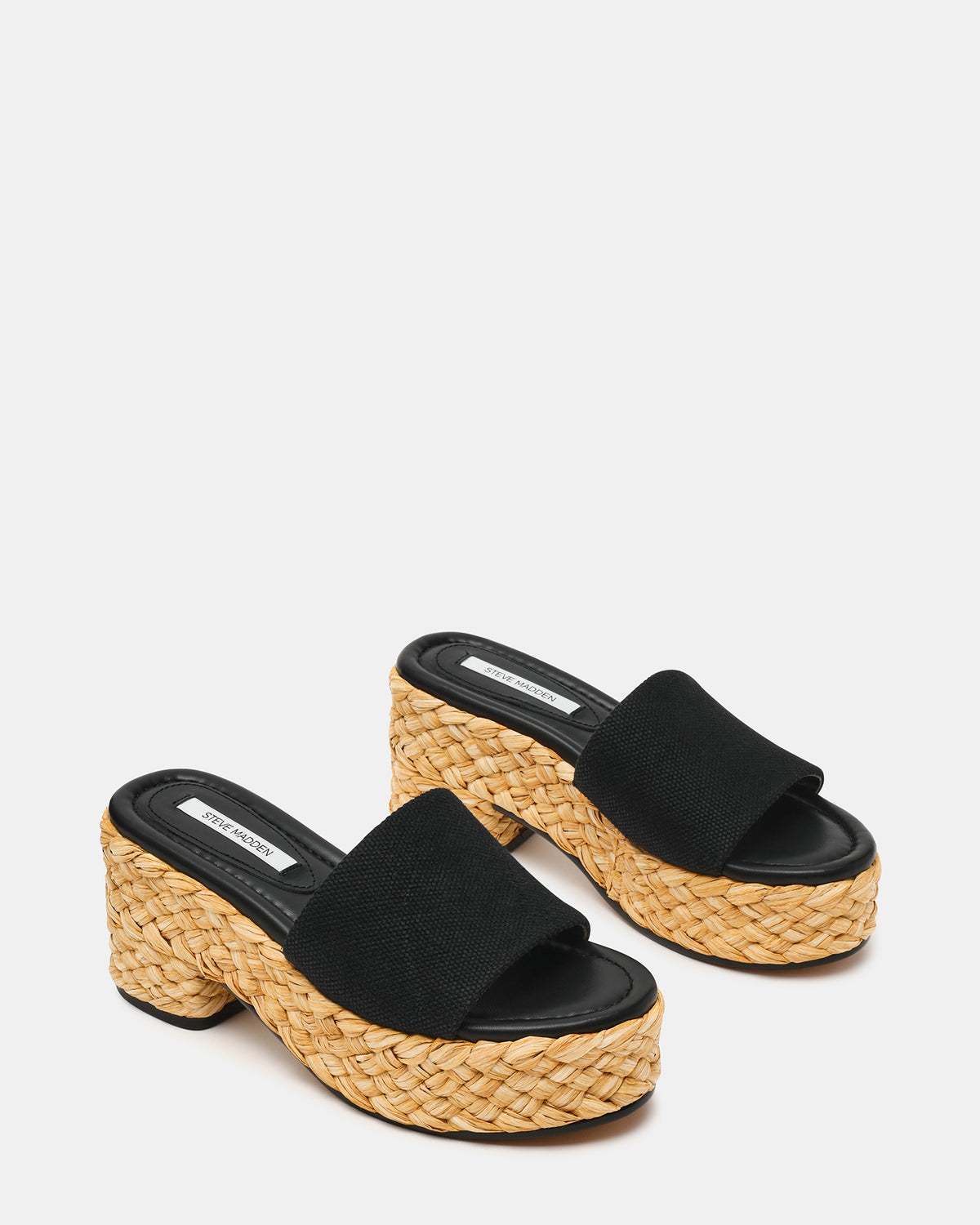 DOCK Raffia Black Platform Mule Women's Sandal Steve Madden BLACK