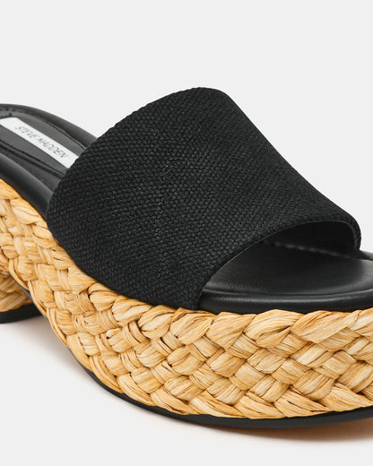 DOCK Raffia Black Platform Mule Women's Sandal Steve Madden BLACK
