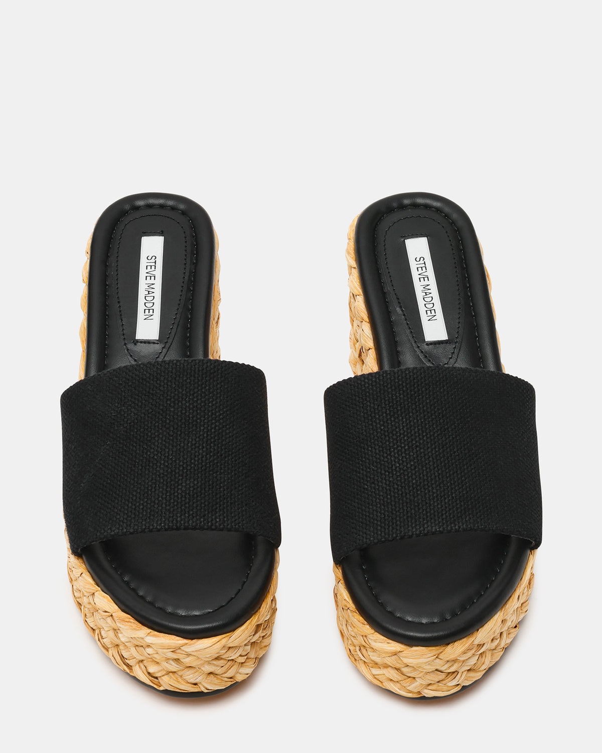 DOCK Raffia Black Platform Mule Women's Sandal Steve Madden BLACK