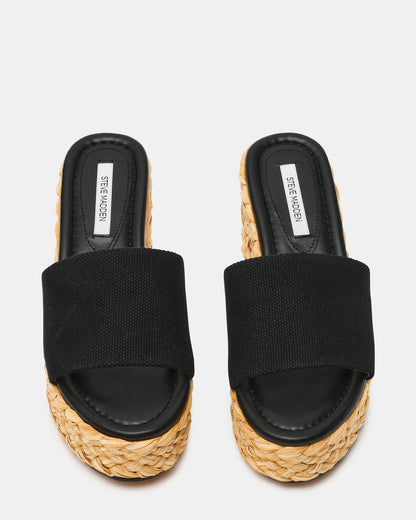 DOCK Raffia Black Platform Mule Women's Sandal Steve Madden BLACK
