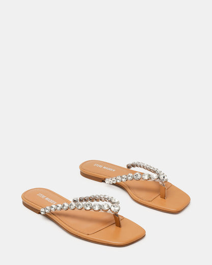 MARBLE Rhinestones Silver Multi Thong Square-Toe Women's Sandal Steve Madden SILVER MULTI