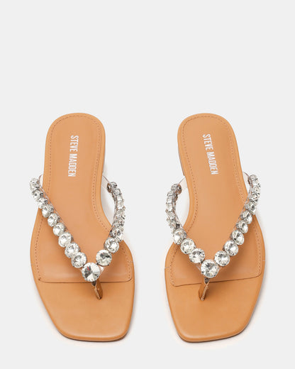 MARBLE Rhinestones Silver Multi Thong Square-Toe Women's Sandal Steve Madden SILVER MULTI