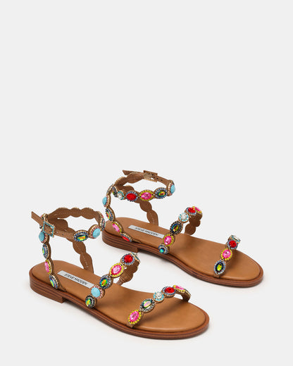 TAWNIE Bright Multi Stone Strappy Ankle Strap Women's Sandal Steve Madden BRIGHT MULTI