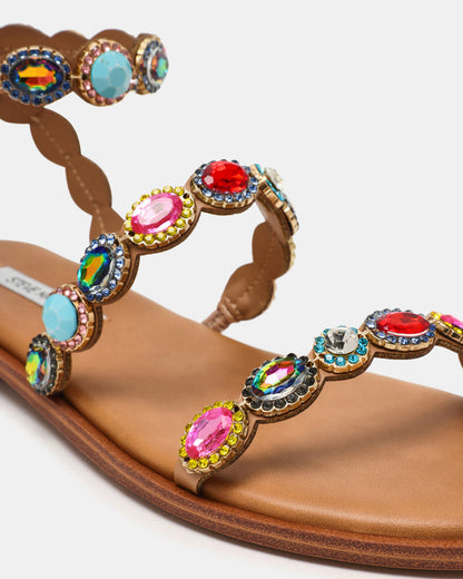 TAWNIE Bright Multi Stone Strappy Ankle Strap Women's Sandal Steve Madden BRIGHT MULTI