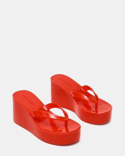 JELLA Red Thong Wedge Women's Platform Sandal Steve Madden RED