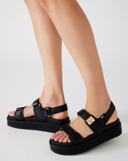 BIGMONA Black Leather Women's Platform Sandal Steve Madden BLACK LEATHER