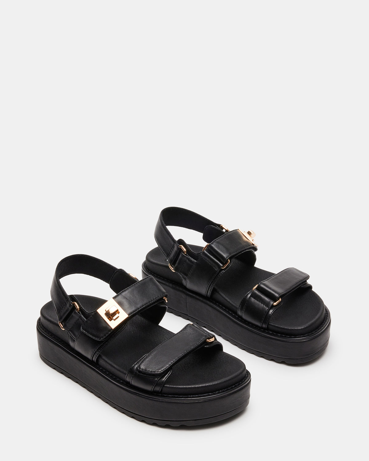 BIGMONA Black Leather Women's Platform Sandal Steve Madden BLACK LEATHER