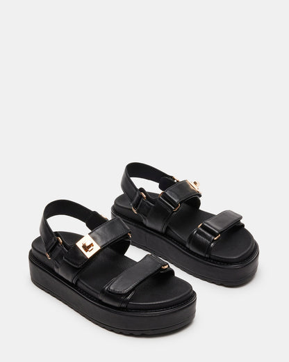 BIGMONA Black Leather Women's Platform Sandal Steve Madden BLACK LEATHER