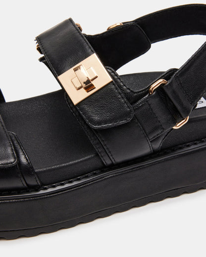 BIGMONA Black Leather Women's Platform Sandal Steve Madden BLACK LEATHER