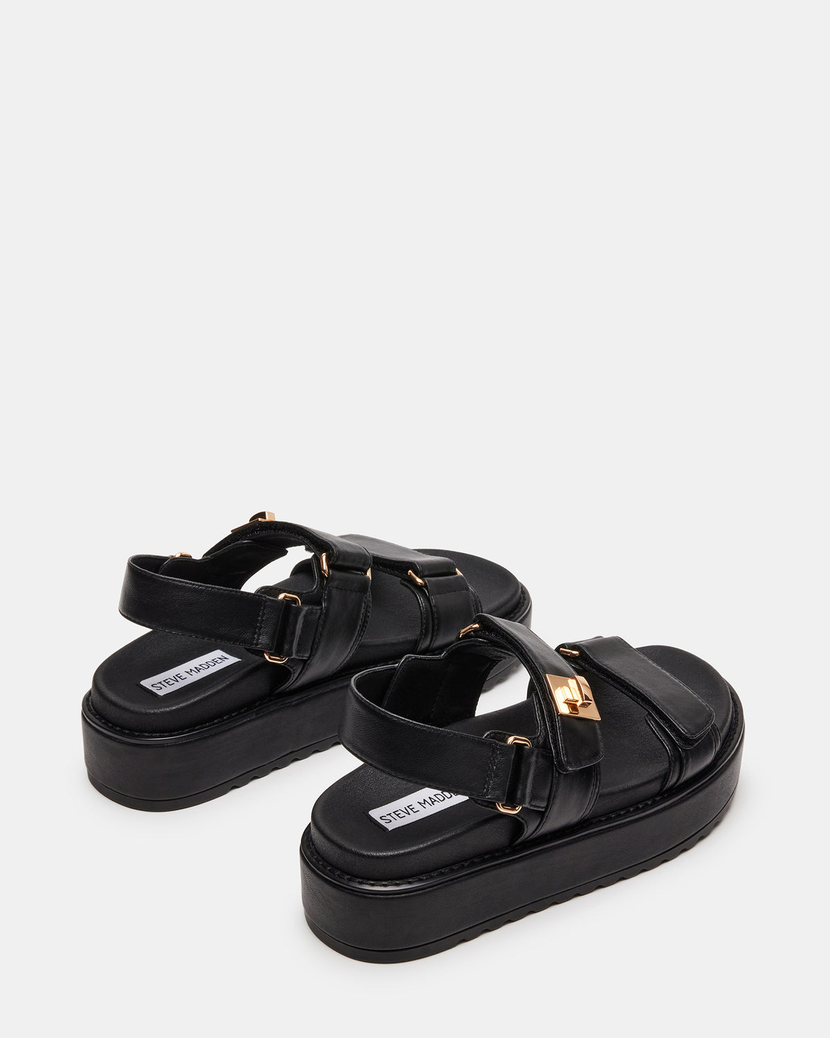 BIGMONA Black Leather Women's Platform Sandal Steve Madden BLACK LEATHER