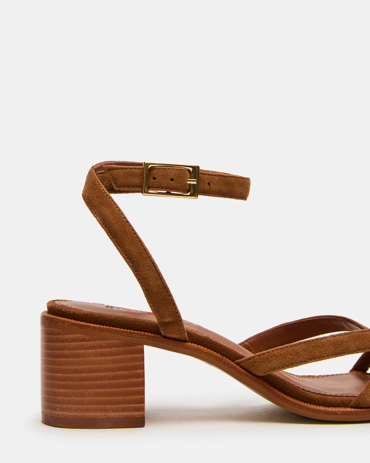 TILLY Chestnut Suede Square-Toe Block Heel Strappy Women's Sandal Steve Madden CHESTNUT SUEDE