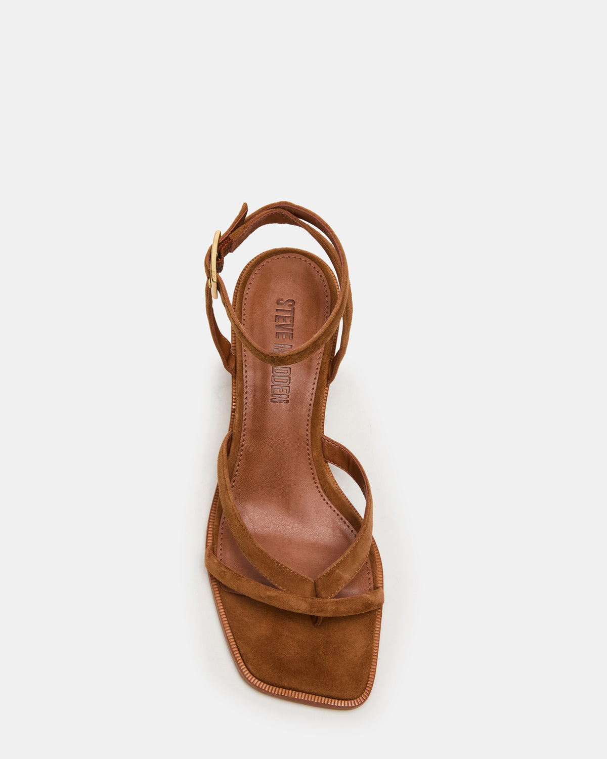 TILLY Chestnut Suede Square-Toe Block Heel Strappy Women's Sandal Steve Madden CHESTNUT SUEDE