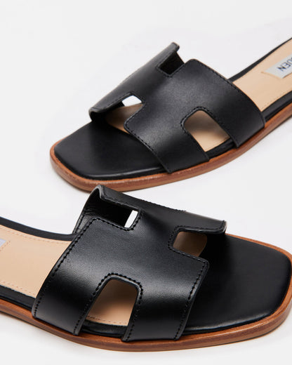 HADYN Black Leather Sandal | Women's Designer Sandals Steve Madden BLACK LEATHER