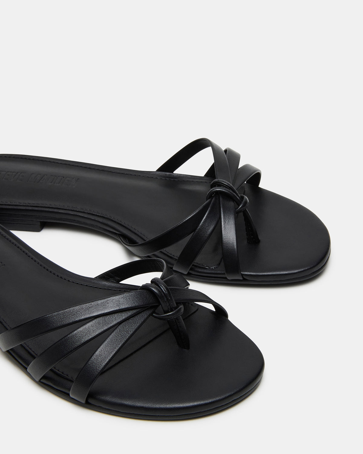 CALISSI Black Leather Strappy Slide Women's Sandal Steve Madden BLACK LEATHER