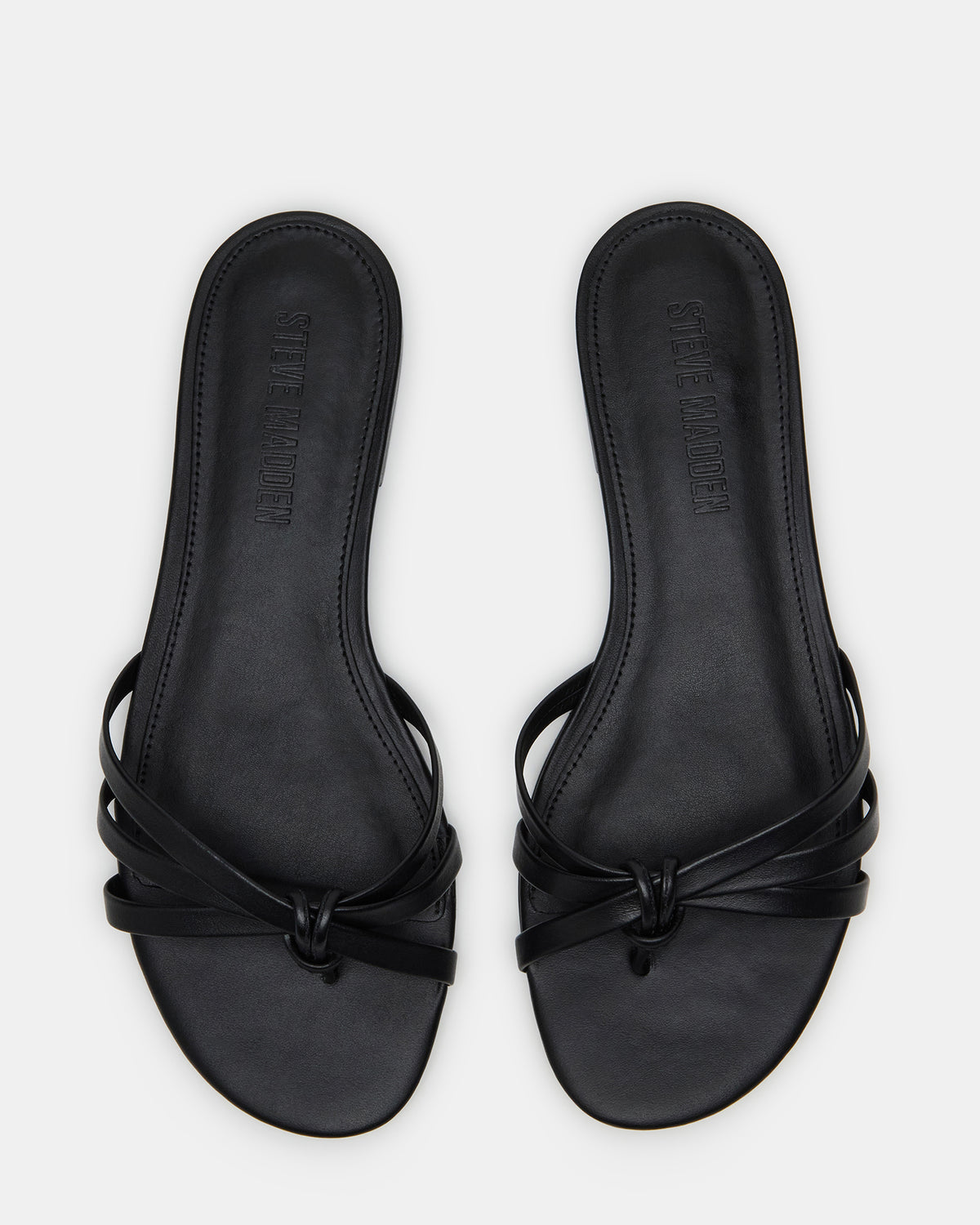 CALISSI Black Leather Strappy Slide Women's Sandal Steve Madden BLACK LEATHER