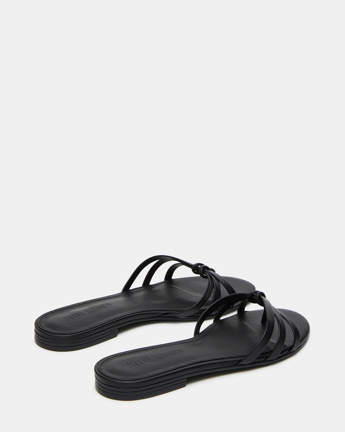 CALISSI Black Leather Strappy Slide Women's Sandal Steve Madden BLACK LEATHER