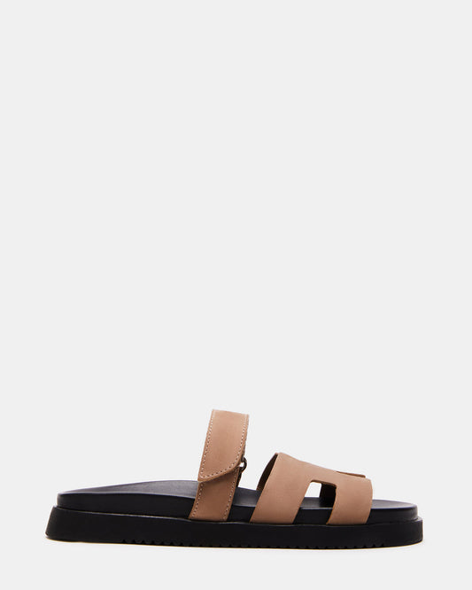 MAYVEN Tan Nubuck Flatform Slide Women's Sandal Steve Madden TAN NUBUCK