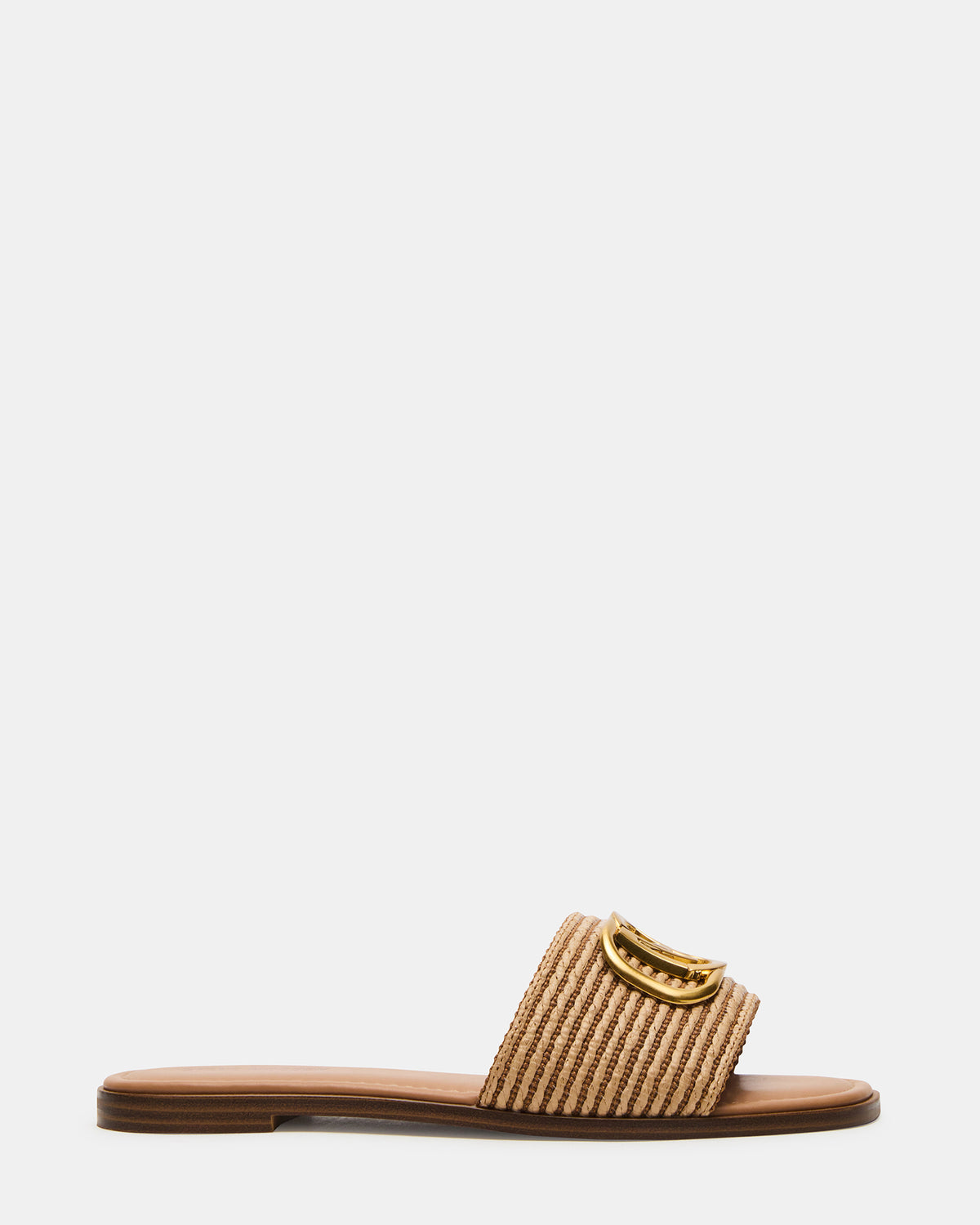 KORA Natural Raffia Gold Detail Slide Women's Sandal Steve Madden NATURAL RAFFIA