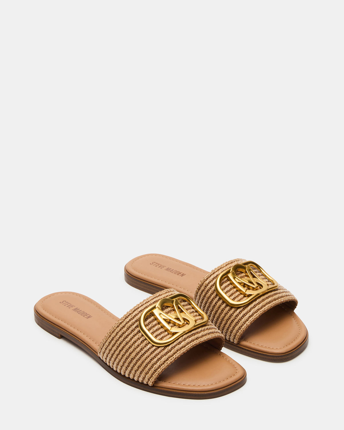 KORA Natural Raffia Gold Detail Slide Women's Sandal Steve Madden NATURAL RAFFIA