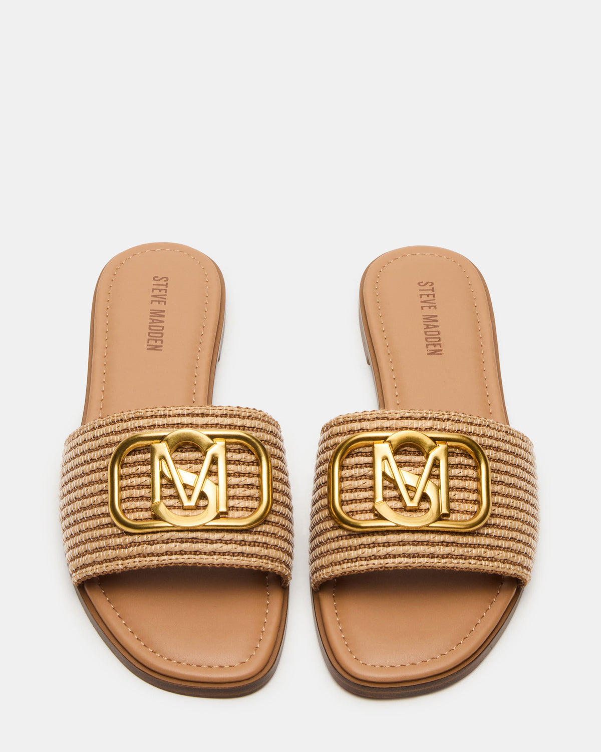 KORA Natural Raffia Gold Detail Slide Women's Sandal Steve Madden NATURAL RAFFIA