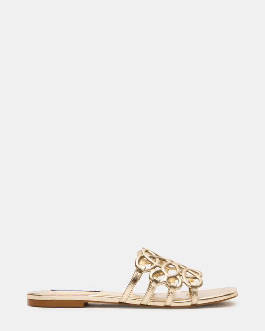LOTUS Gold Leather Square-Toe Slide Women's Sandal Steve Madden GOLD LEATHER