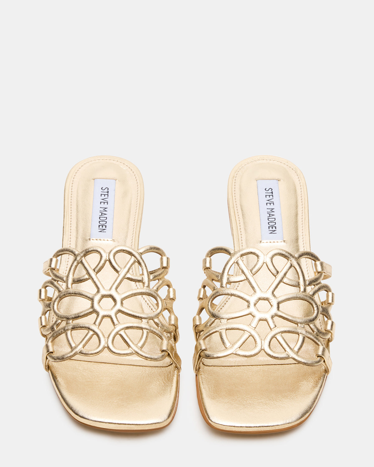 LOTUS Gold Leather Square-Toe Slide Women's Sandal Steve Madden GOLD LEATHER