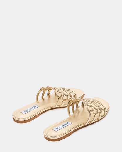 LOTUS Gold Leather Square-Toe Slide Women's Sandal Steve Madden GOLD LEATHER