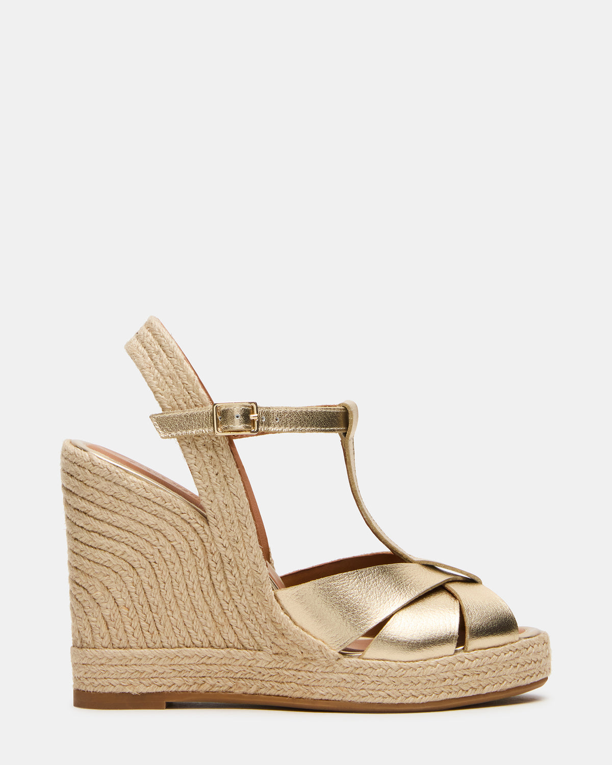THELMA Gold Leather Espadrille Wedge Ankle Strap Women's Sandal Steve Madden GOLD LEATHER