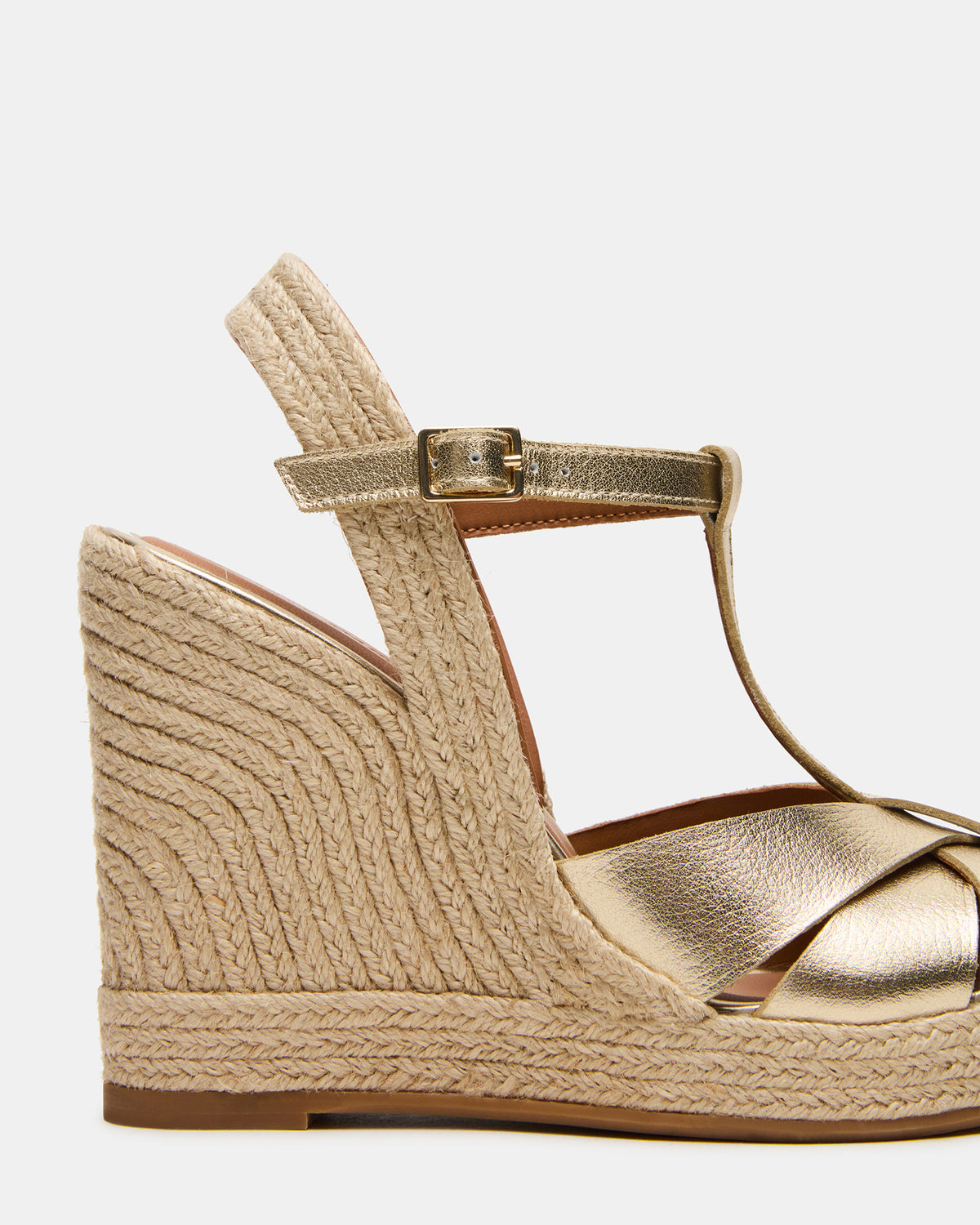THELMA Gold Leather Espadrille Wedge Ankle Strap Women's Sandal Steve Madden GOLD LEATHER