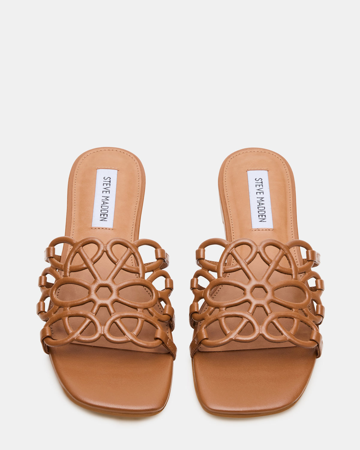 LOTUS Tan Leather Square-Toe Slide Women's Sandal Steve Madden TAN LEATHER