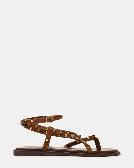 MATHIS Tan Suede Studded Embellished Strappy Thong Women's Sandal Steve Madden TAN SUEDE
