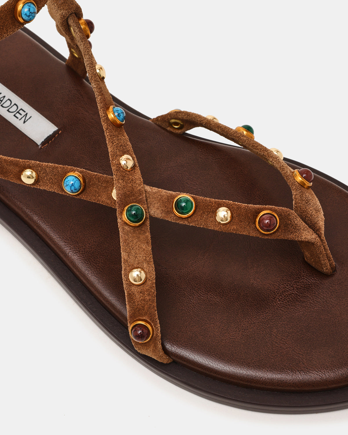 MATHIS Tan Suede Studded Embellished Strappy Thong Women's Sandal Steve Madden TAN SUEDE