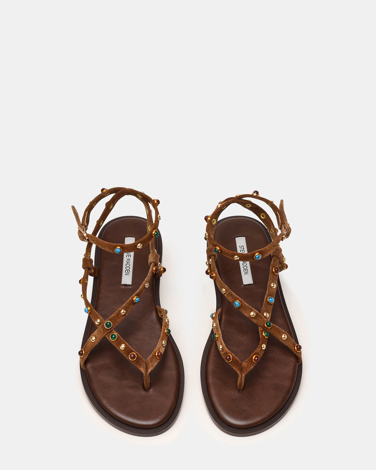 MATHIS Tan Suede Studded Embellished Strappy Thong Women's Sandal Steve Madden TAN SUEDE
