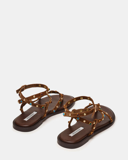 MATHIS Tan Suede Studded Embellished Strappy Thong Women's Sandal Steve Madden TAN SUEDE