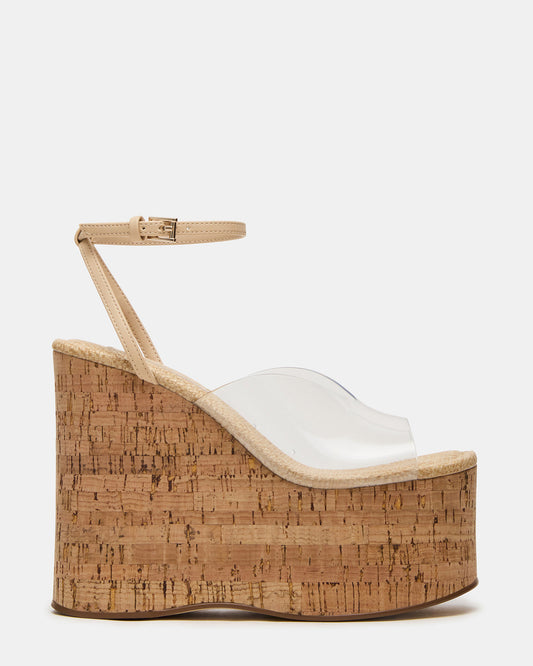SINAI Clear Square-Toe Platform Wedge Strappy Women's Sandal Steve Madden CLEAR