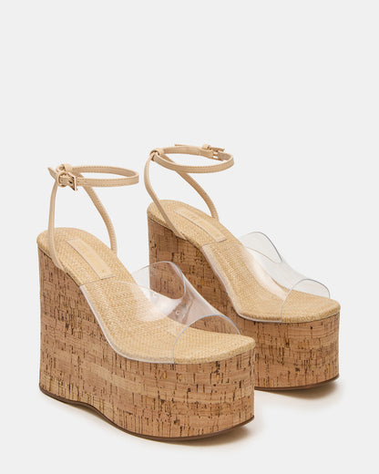 SINAI Clear Square-Toe Platform Wedge Strappy Women's Sandal Steve Madden CLEAR